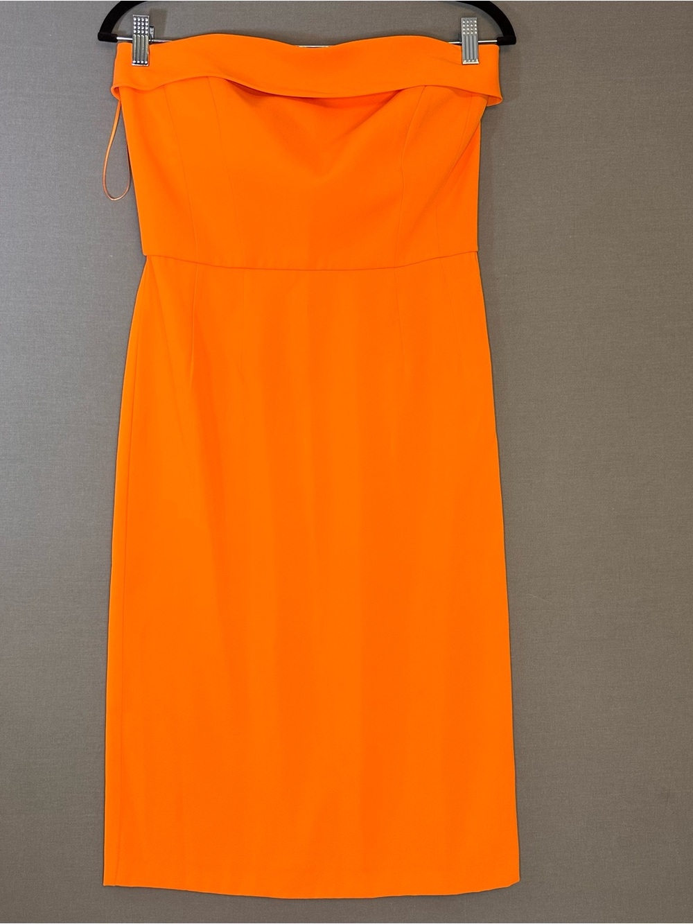 French Connection Strapless Bright Tangerine Midi Dress